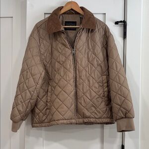 Levi's Brown Diamond Quilted Utility Jacket With Corduroy Collar Size L